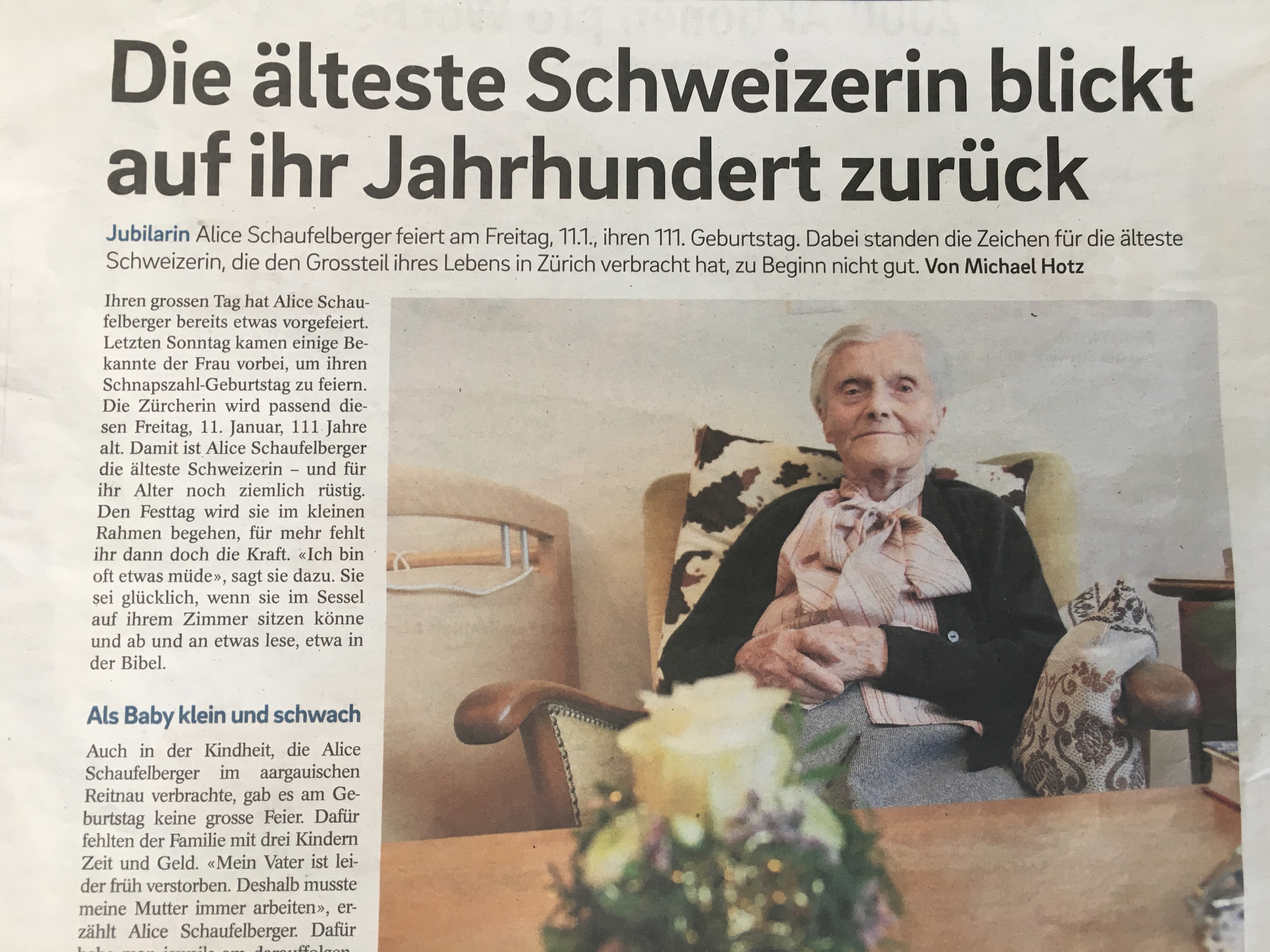 瑞士傳真｜瑞士111歲人瑞，用生命寫時代的故事