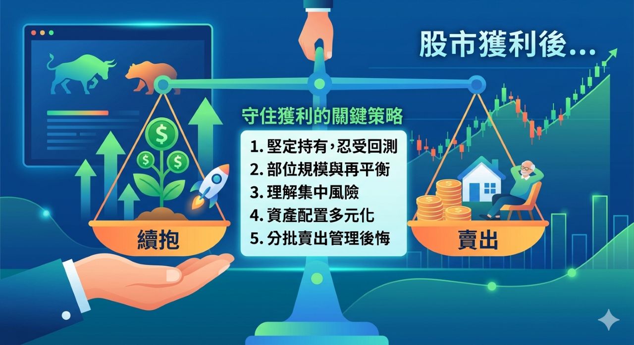 創齡生活筆記｜股市獲利後該賣還是續抱？5個守住獲利的關鍵策略，為你的退休金加值